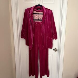 fab'rik Pink Velvet Blazer and Pants Set